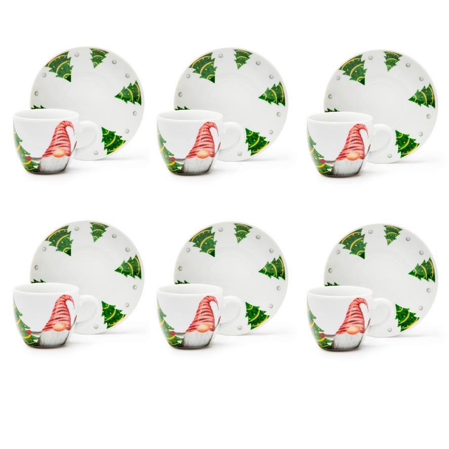 Excelsa Tazzine caffe' con piattino, Gnomo friends, set 6 pezzi cod.66986